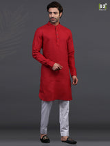 Maroon linen festive occasion kurta suit