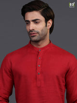 Maroon linen festive occasion kurta suit