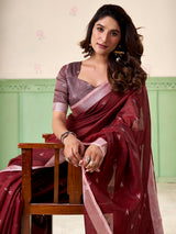 Maroon linen silk tassel zari charm