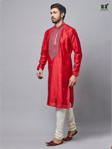 Maroon silk kurta suit for mens