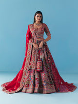 Maroon silk lehenga choli with zardosi diamond grandeur
