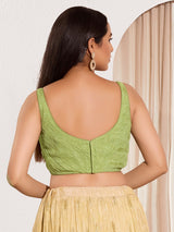 Mehendi green tissue silk sweetheart neck blouse