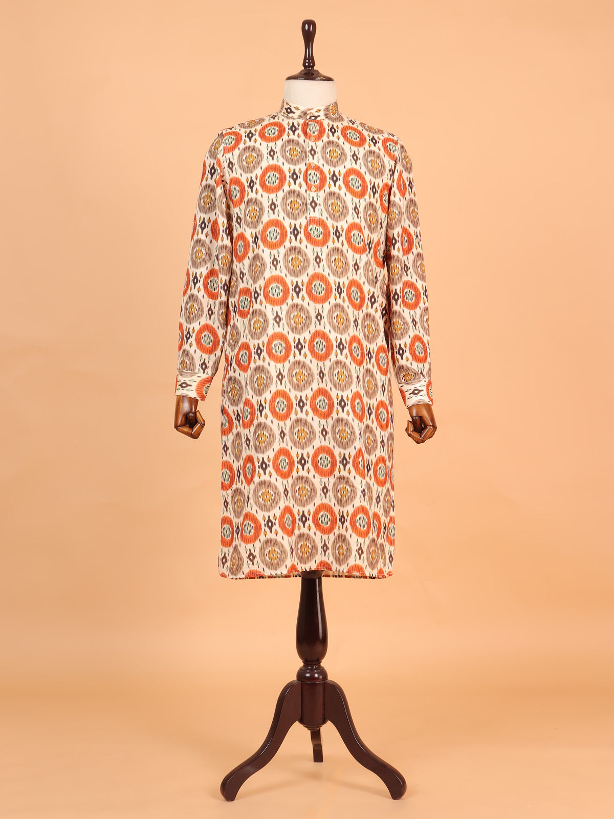 Mesmrizing beige cotton kurta for men
