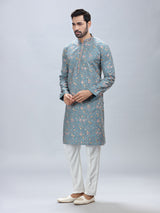 Mint blue festive wear kurta pajama for men