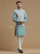 Mint green silk wedding waistcoat set for men