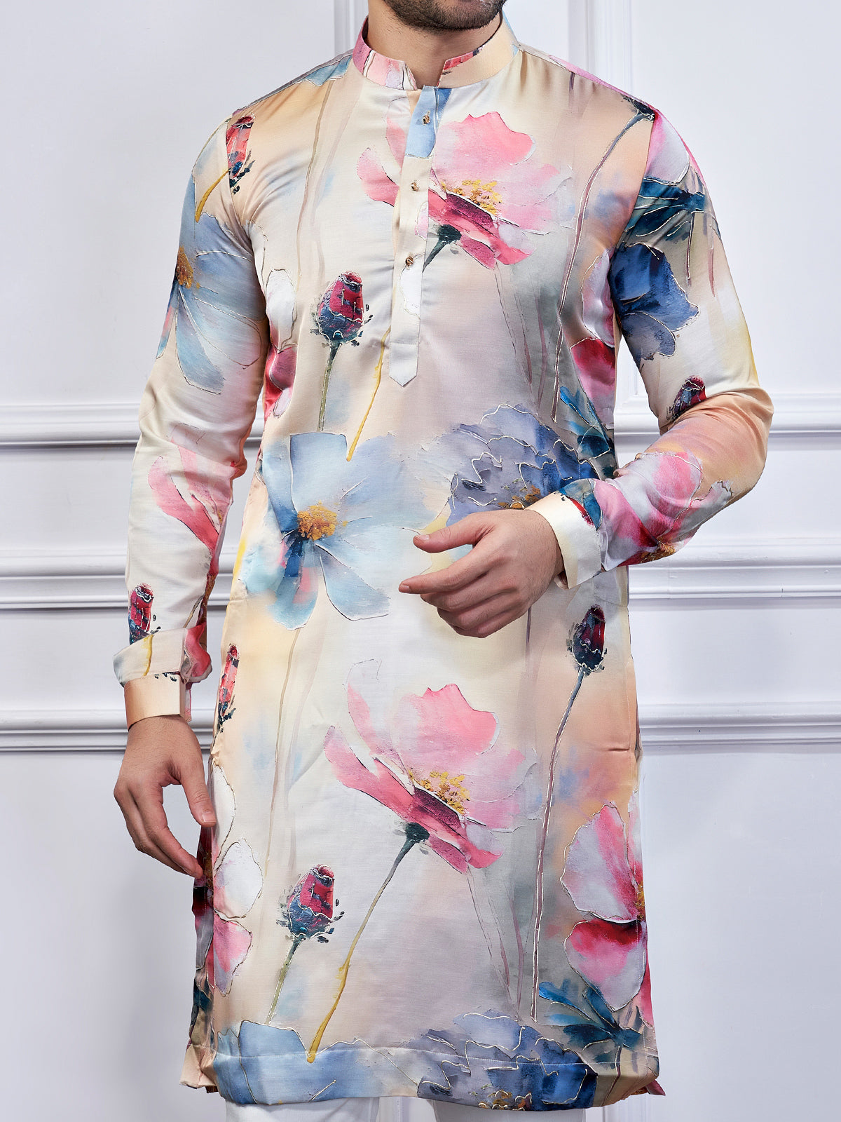 Multi color cotton floral printed kurta suit