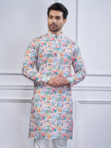 Multi color printed cotton kurta suit