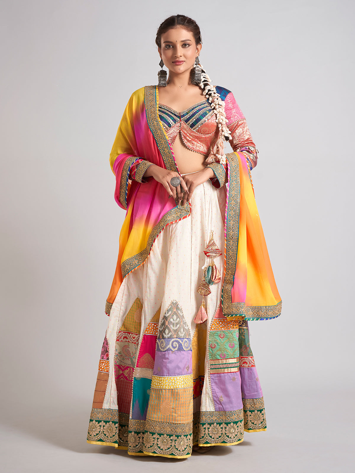 Multicolor silk traditional navratri chaniya choli