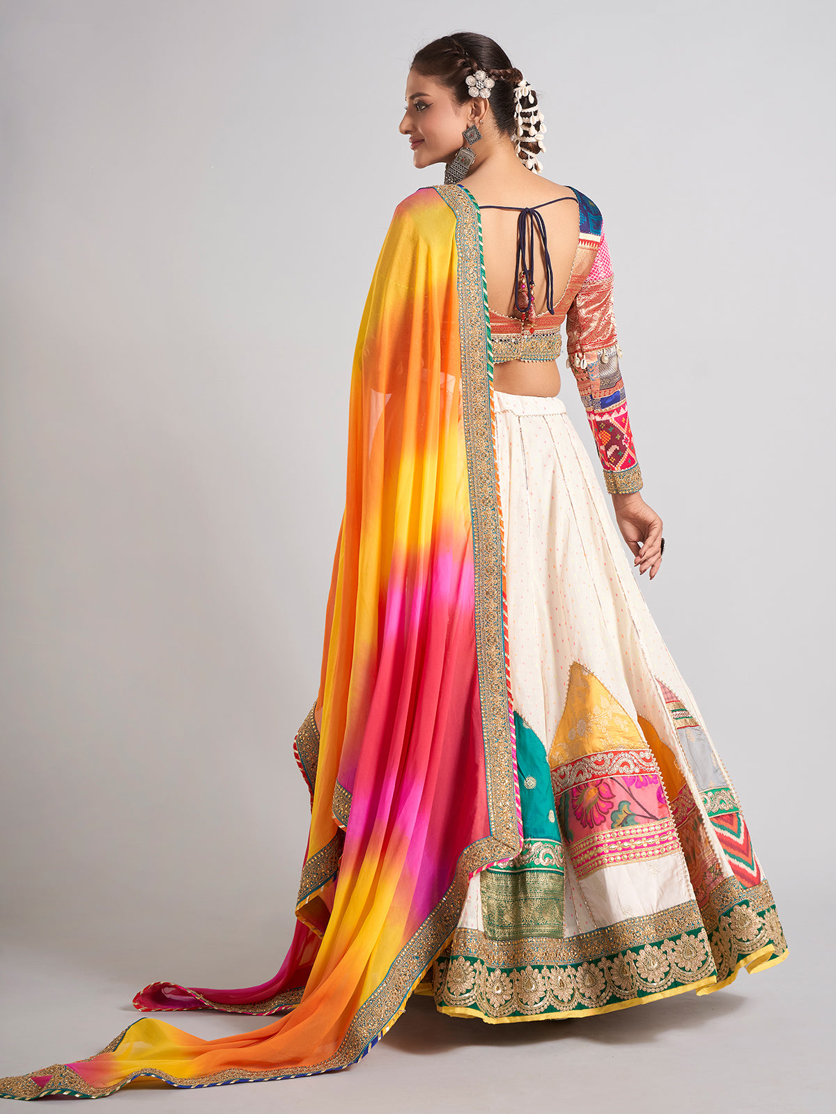 Multicolor silk traditional navratri chaniya choli