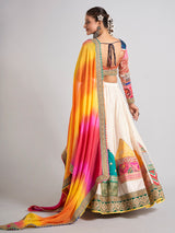 Multicolor silk traditional navratri chaniya choli