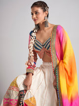 Multicolor silk traditional navratri chaniya choli