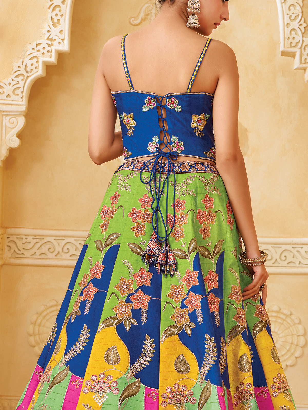 Multicolor wedding wear silk lehenga choli