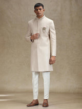 Natural beige indo western in jute fabric