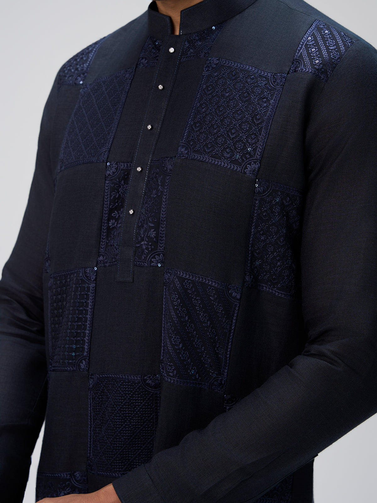Navy blue men kurta suit for festive celebration