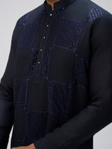 Navy blue men kurta suit for festive celebration