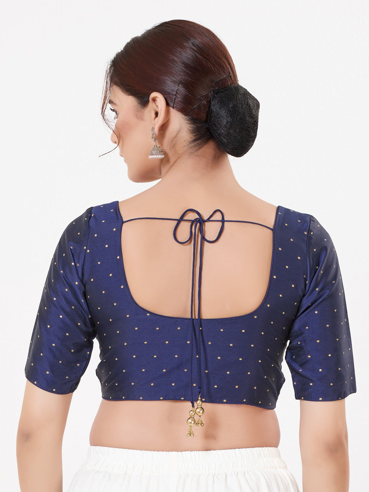Navy blue tafeta silk zari festive blouse