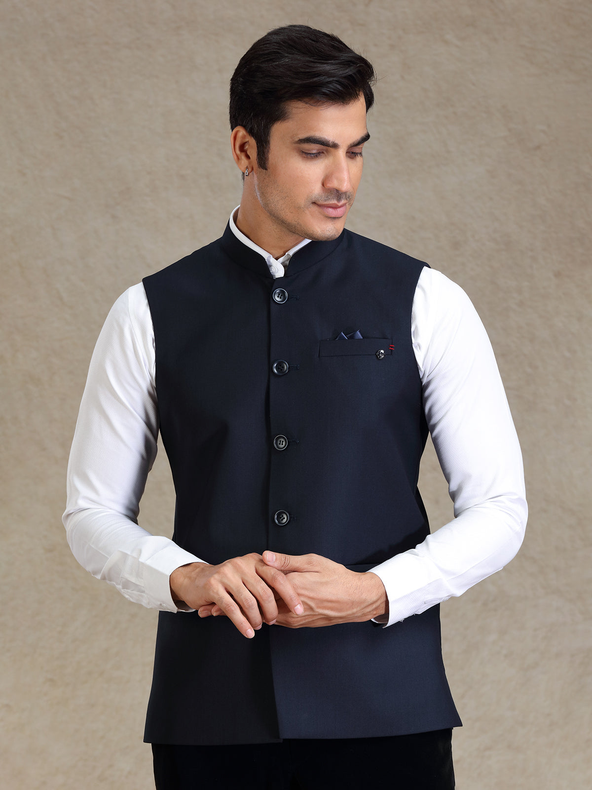 Navy silk waistcoat only for men