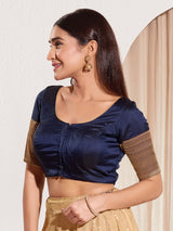 Navy silk zari weaving ready made blouse