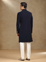 Navy wedding wear terry rayon indo western with dupatta
