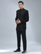Newest black textured terry rayon indowestern