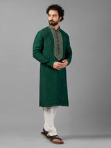 Newest bottle green silk kurta suit
