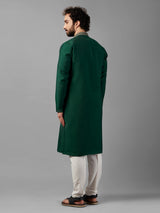 Newest bottle green silk kurta suit