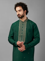 Newest bottle green silk kurta suit