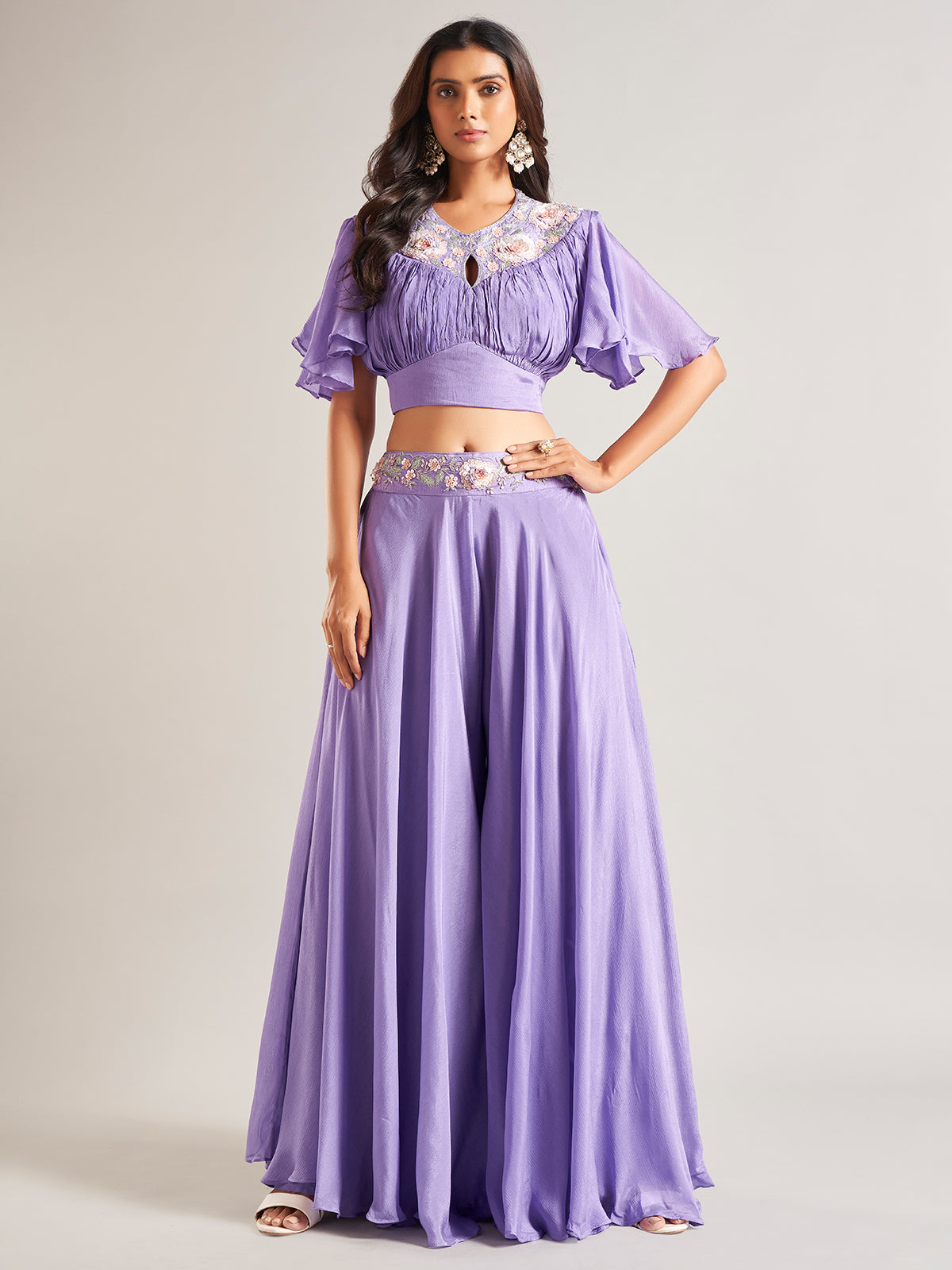 Newest purple georgette palazzo salwar suit