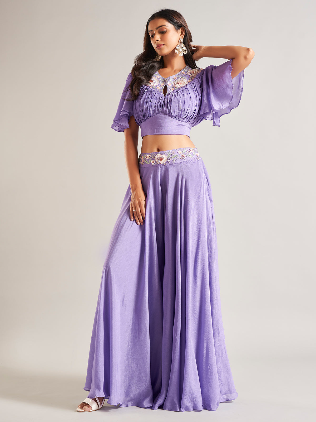 Newest purple georgette palazzo salwar suit