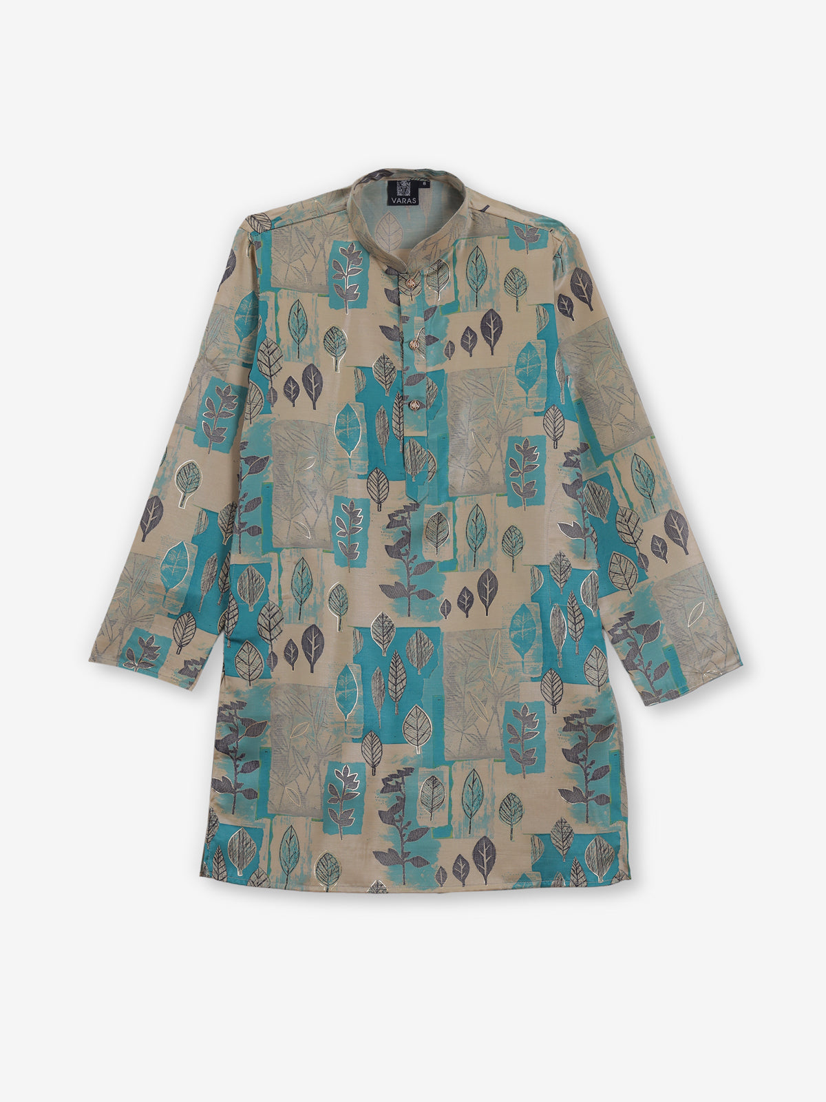 Ocean breeze beige and aqua printed kurta suit