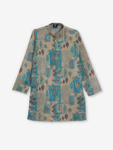 Ocean breeze beige and aqua printed kurta suit