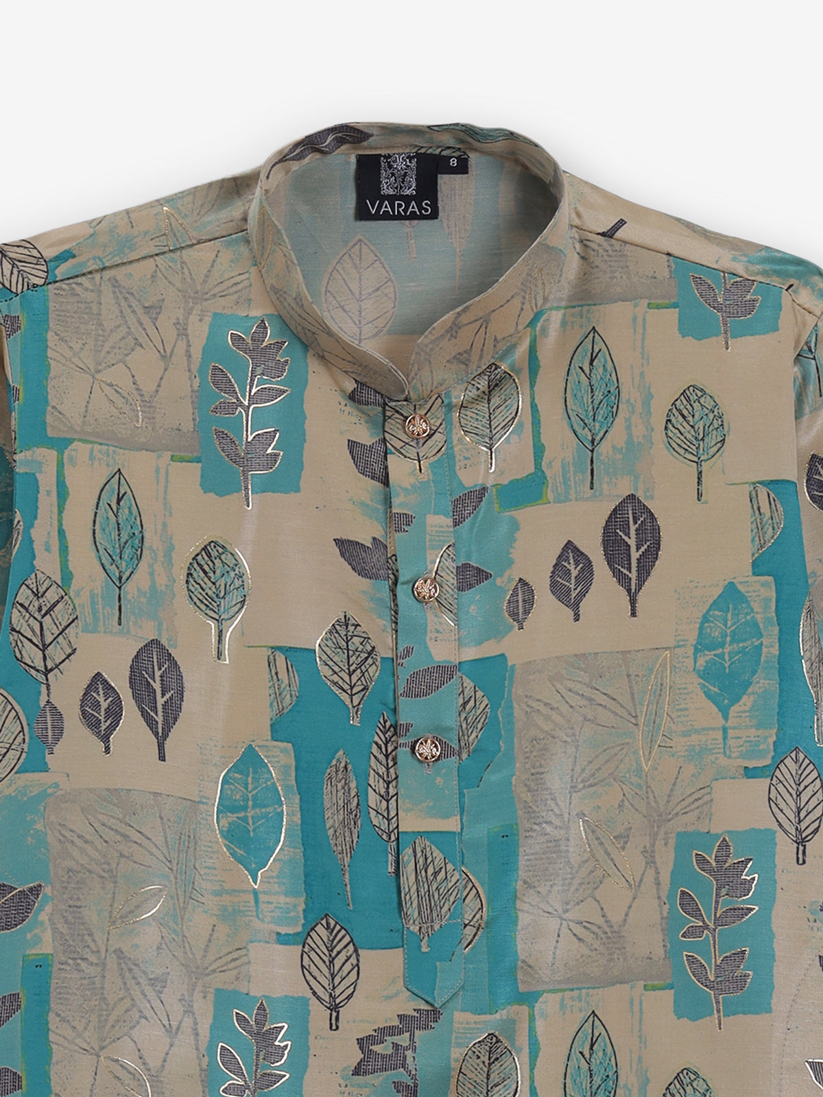 Ocean breeze beige and aqua printed kurta suit