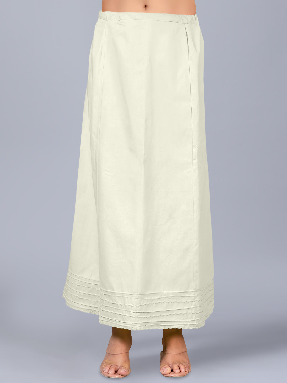 Off-white cotton plain saree petticot