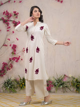 Off white cotton silk kurti palazzo set