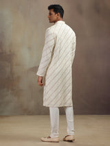 Off white georgette kurta suit with thread work