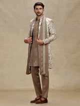 Off white indo western with dupatta and embroidery