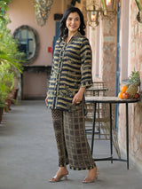 Olive georgette casual printed kurti set