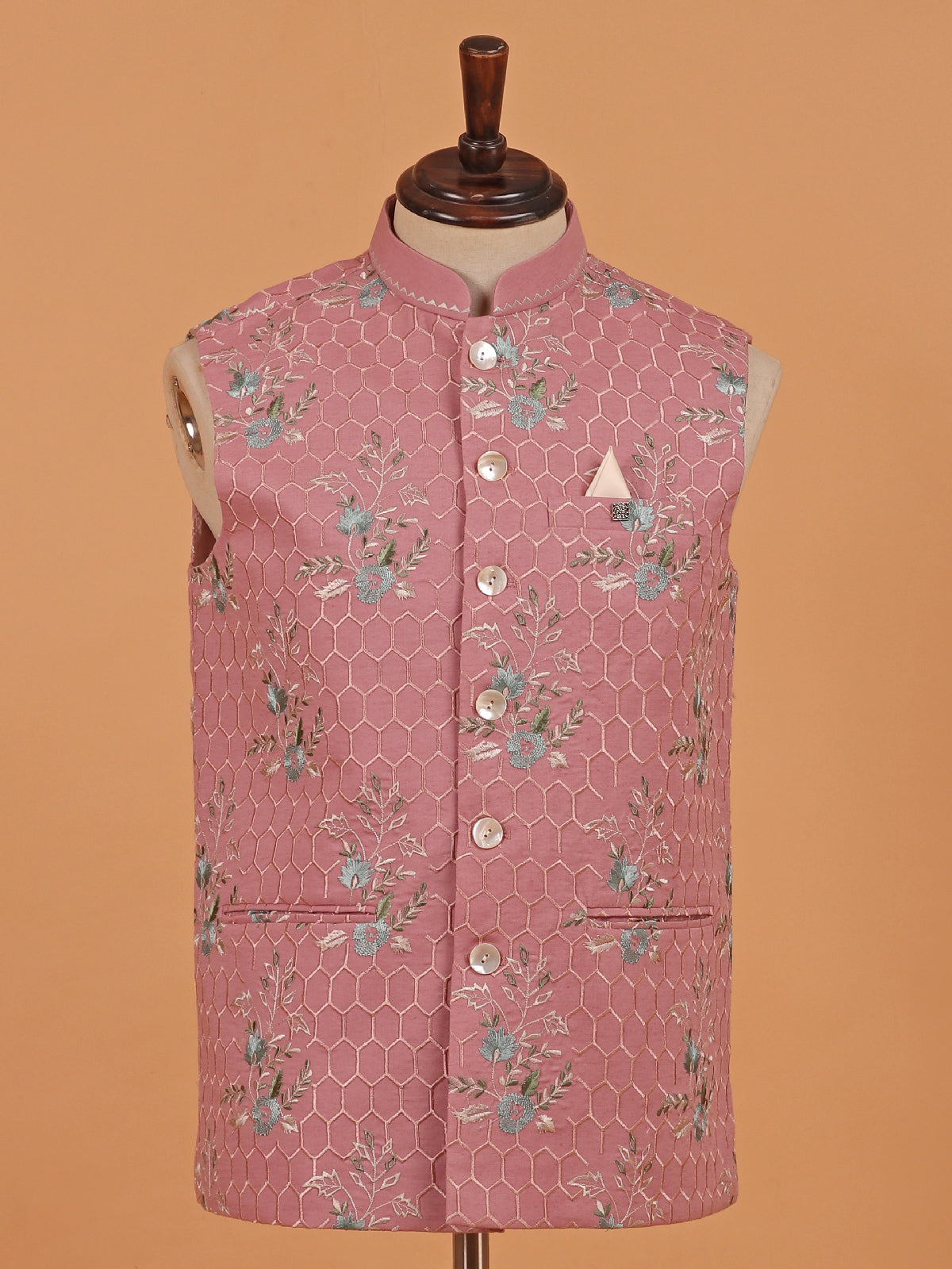 Onion pink waistcoat in cotton fabric