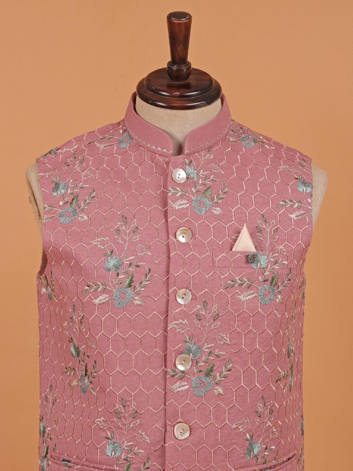 Onion pink waistcoat in cotton fabric