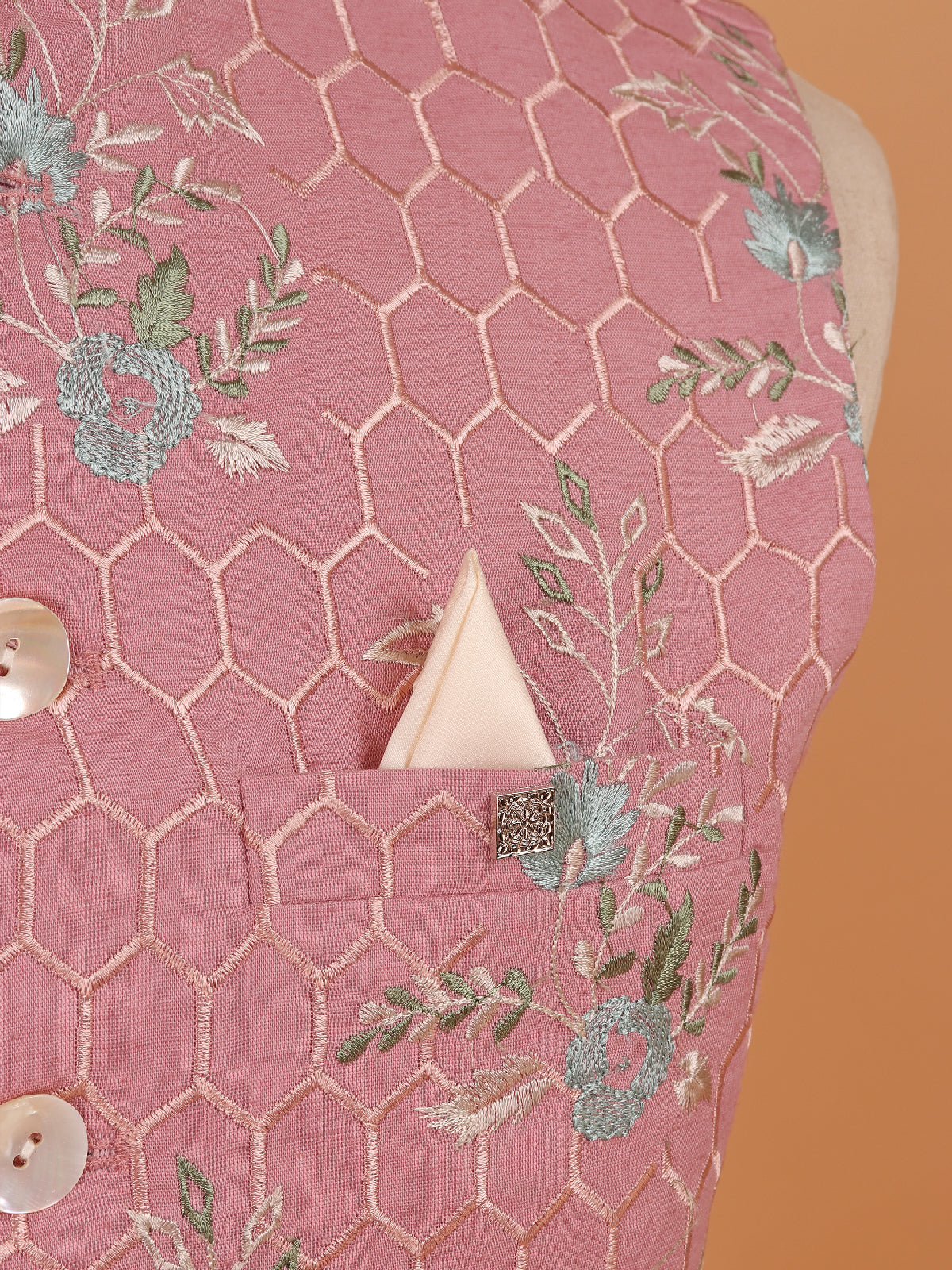 Onion pink waistcoat in cotton fabric