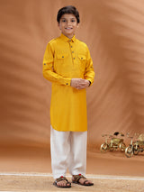 Orange cotton pathani set for festival