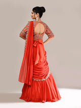 Orange silk heavy embellished lehenga choli