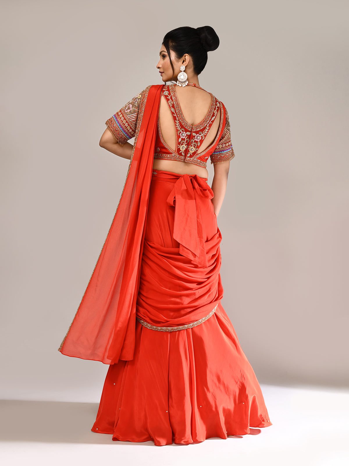 Orange silk wedding wear designer lehenga choli