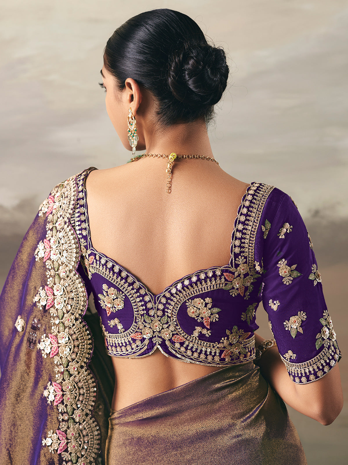 Pastel blue tissue silk wedding saree