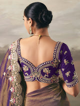 Pastel blue tissue silk wedding saree