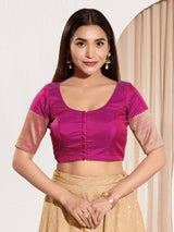Pastel purple ready made blouse in rich silk