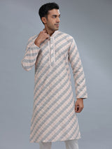 Peach and grey stripe kurta pajama