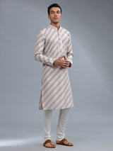 Peach and grey stripe kurta pajama