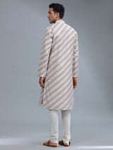 Peach and grey stripe kurta pajama