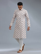 Peach and grey stripe kurta pajama